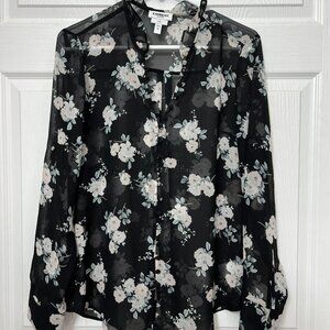 Express Black Floral Blouse
